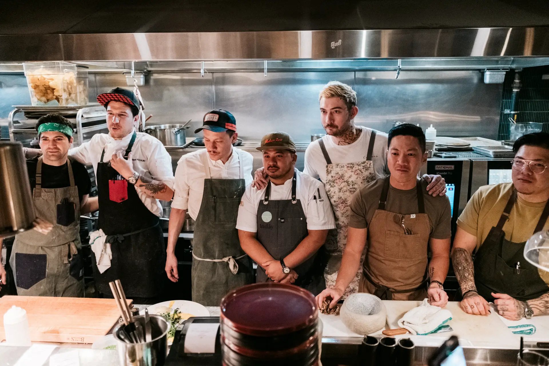 Chive Cup chefs lined up together in the kitchen
